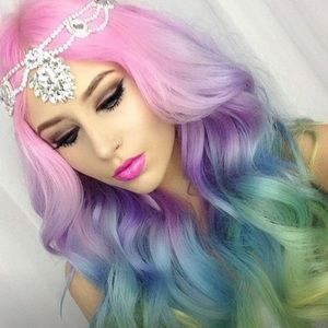 ✨26” RAINBOW UNICORN BODY WAVY LACE FRONT WIG*NWT*